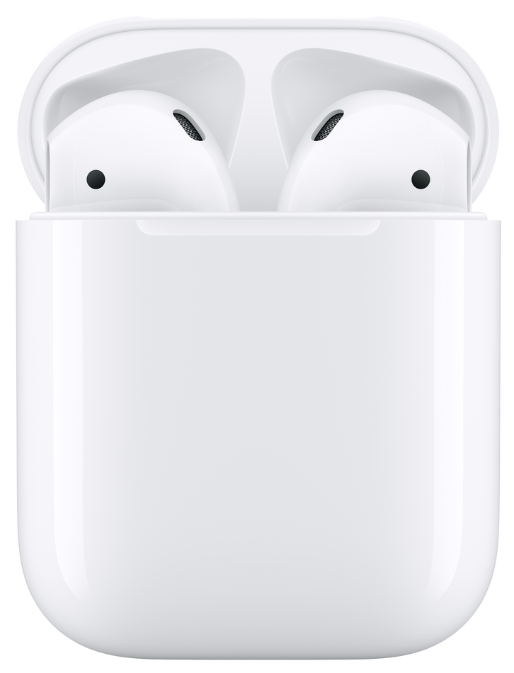 Apple AirPods in open charging case